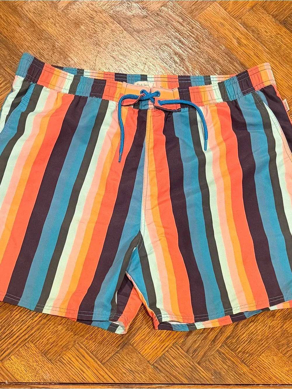 Paul Smith Junior Multi-Stripe Swim Trunks - Blue/Coral